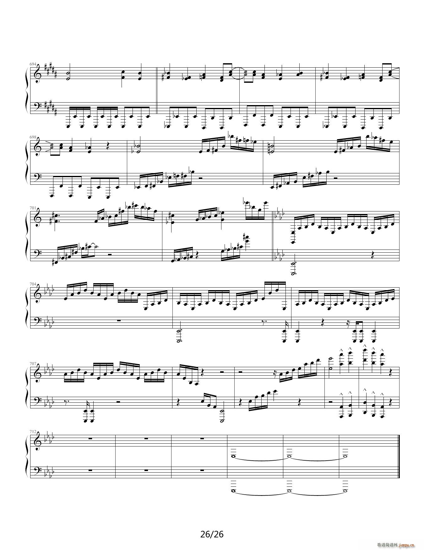 狂荬物w翔幻想 88IP酷使h 降A调(钢琴谱)26