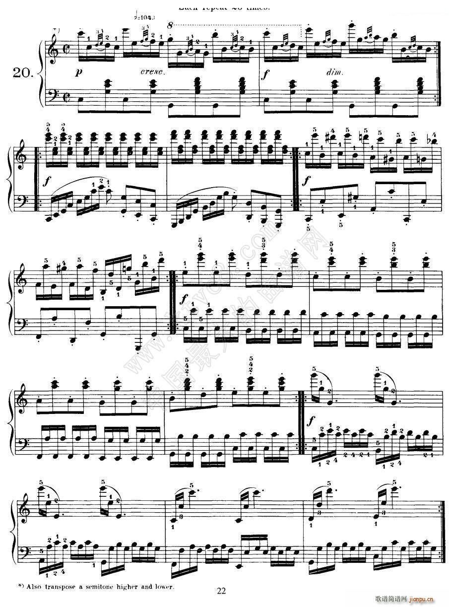 Czerny 40 Daily Exerci Op 337 16 20 40首日常训练曲(钢琴谱)5