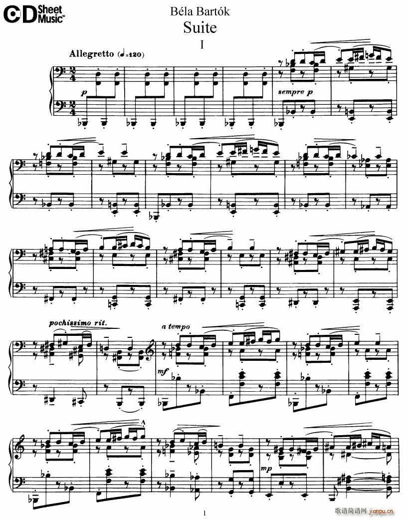 Bartok SZ 62 Suite for Piano op 14(钢琴谱)1