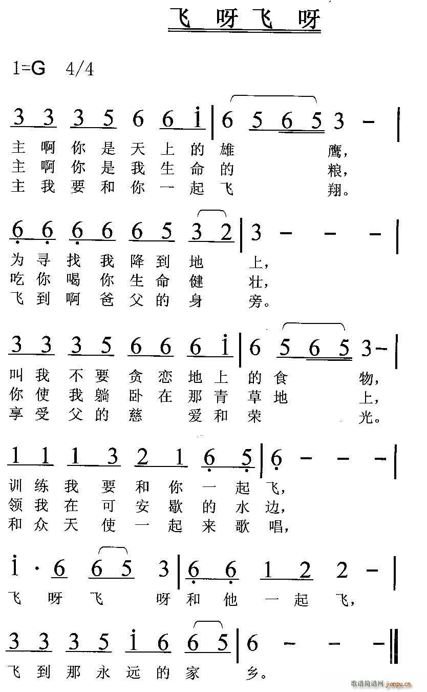 飞呀飞呀(四字歌谱)1