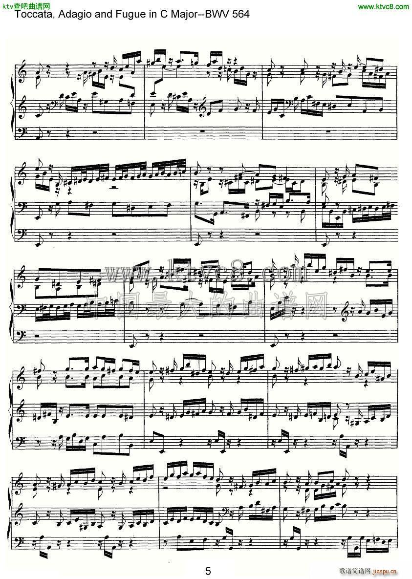 Toccata Adagio and Fugue in C Major BWV 564 管风琴谱(十字及以上)5
