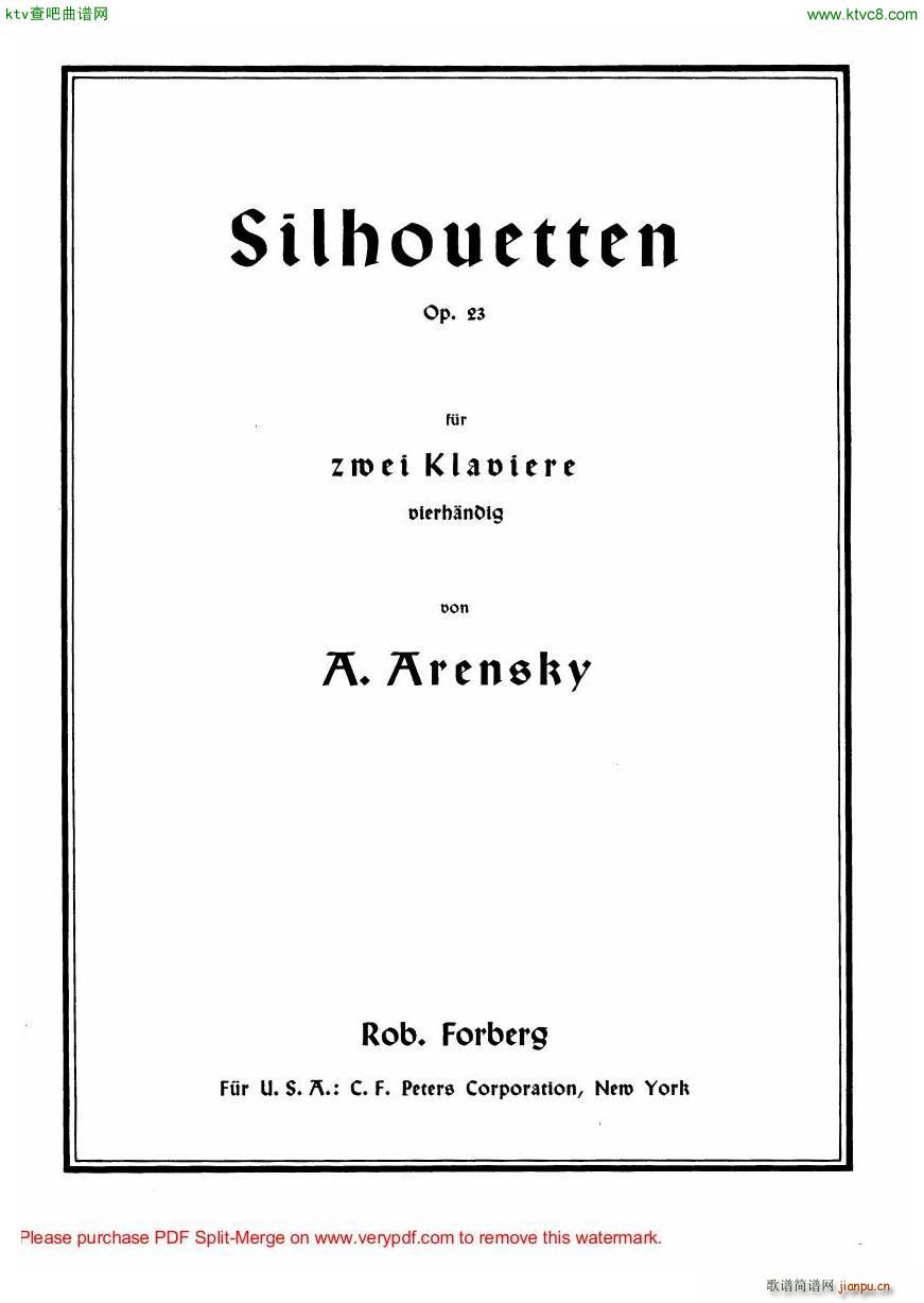 Arensky op 23 Suite No 2 Silhouettes(钢琴谱)1