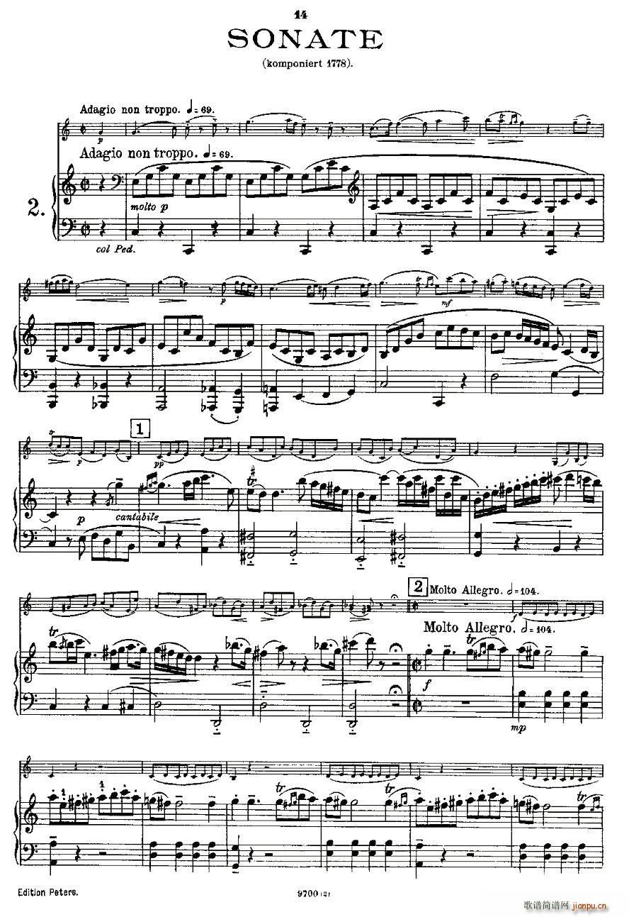 Mozart Violin Sonata No 2 KV 303 第二小提琴奏鸣曲(小提琴谱)3