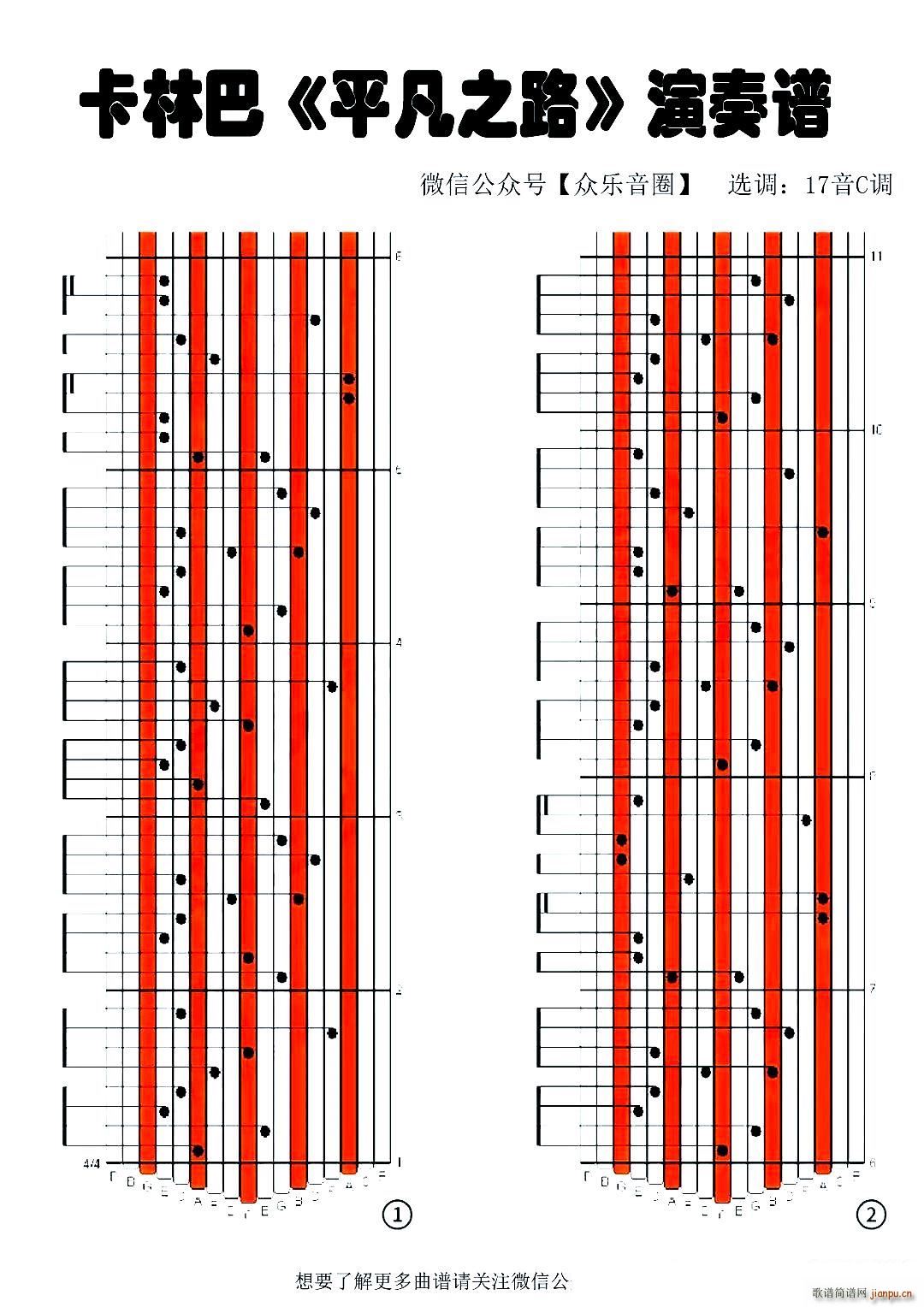 平凡之路 拇指琴卡林巴琴专用谱(十字及以上)1