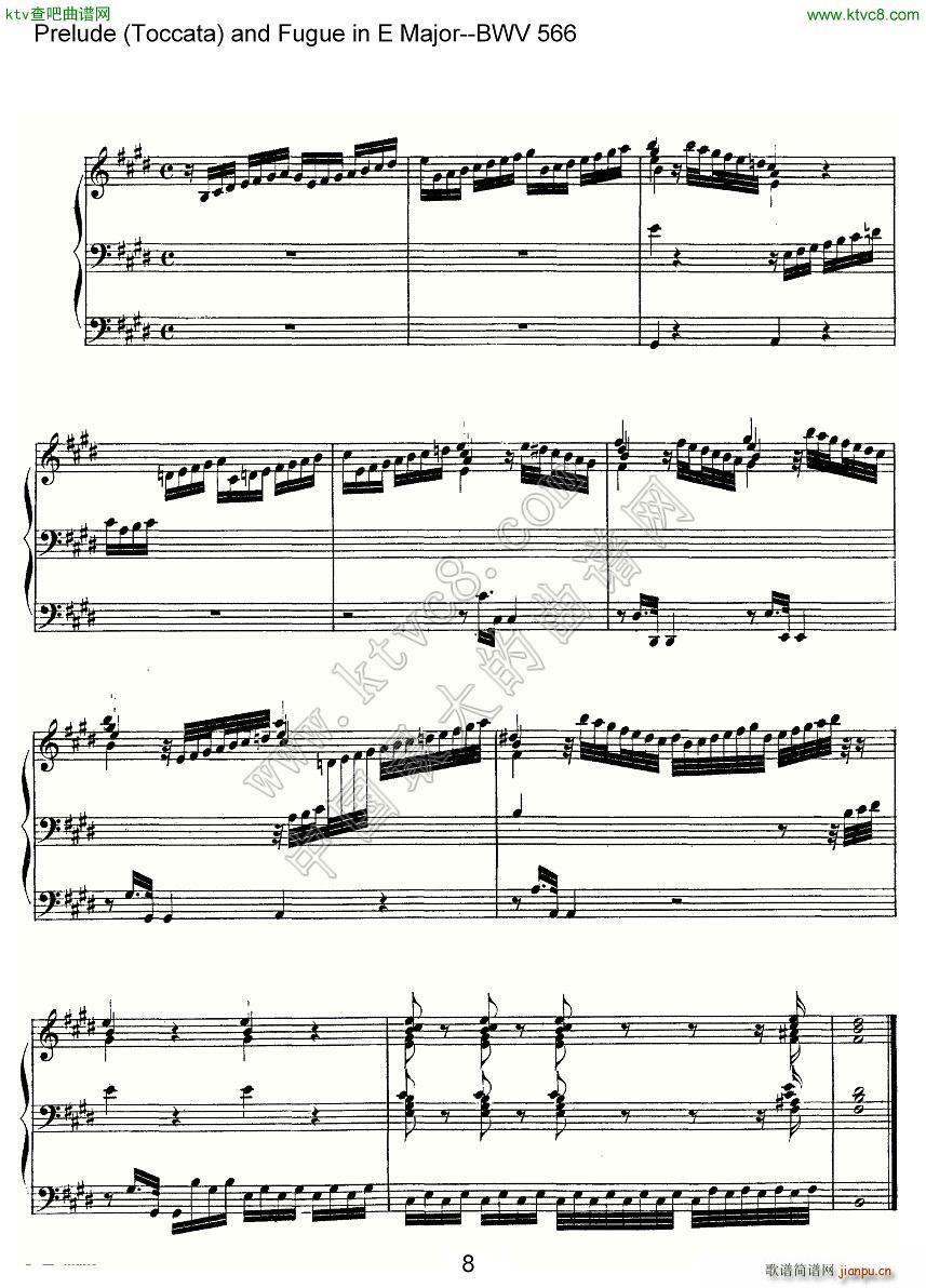 Prelude Toccata and Fugue in E Major BWV 566 管风琴谱(十字及以上)8