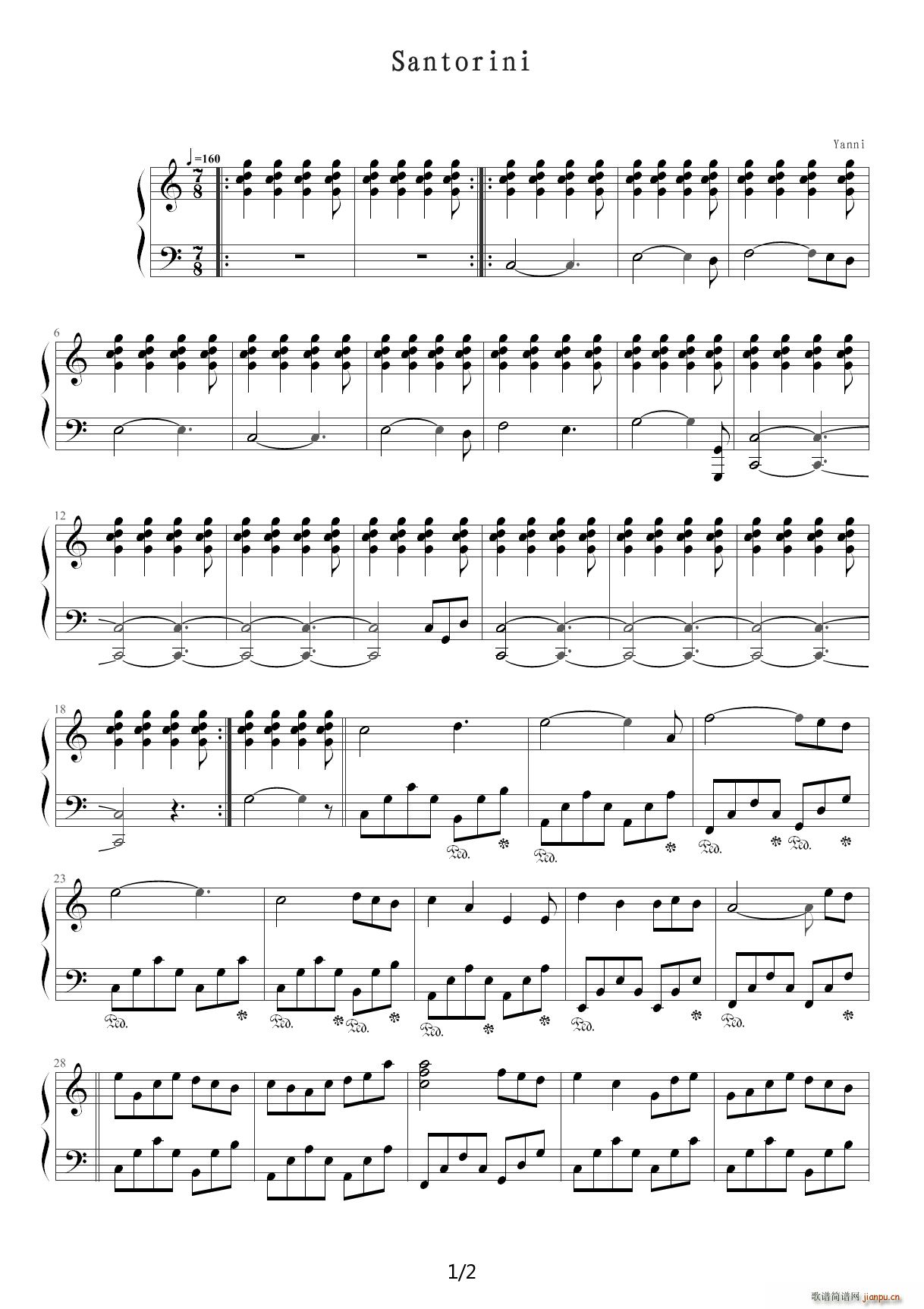 圣托里尼 C调(钢琴谱)1