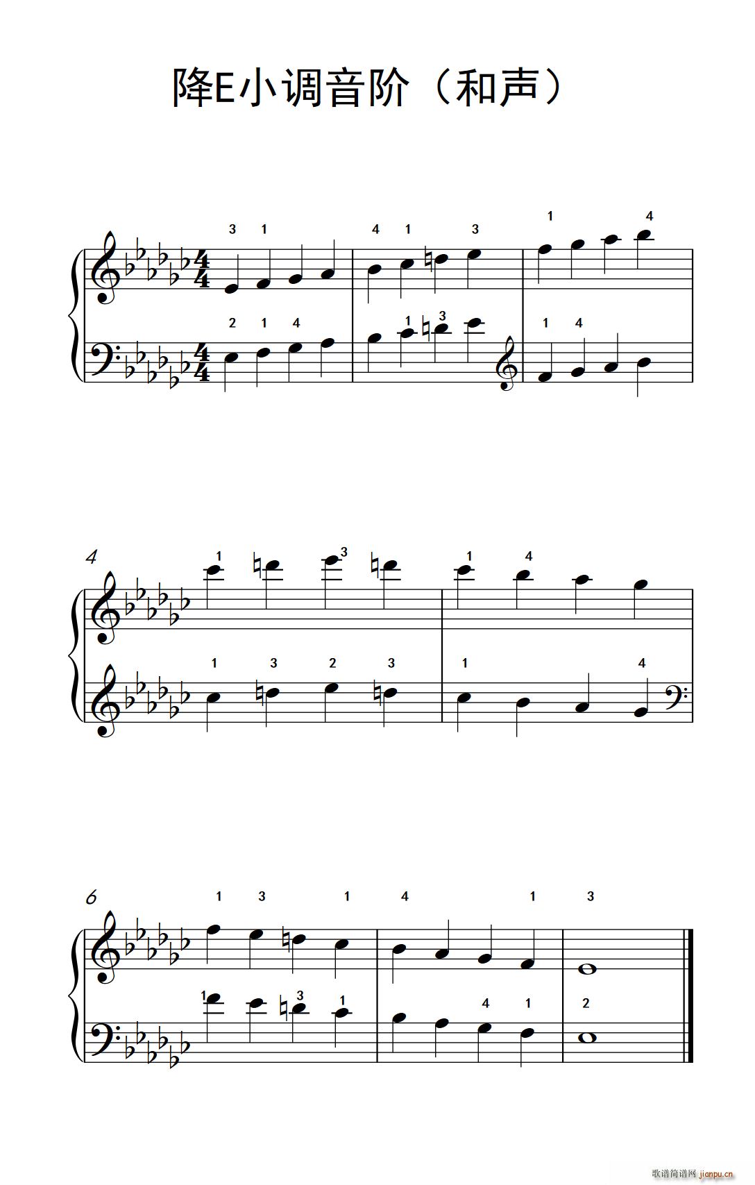 降E小调音阶 和声 孩子们的钢琴音阶 和弦与琶音 2(钢琴谱)1