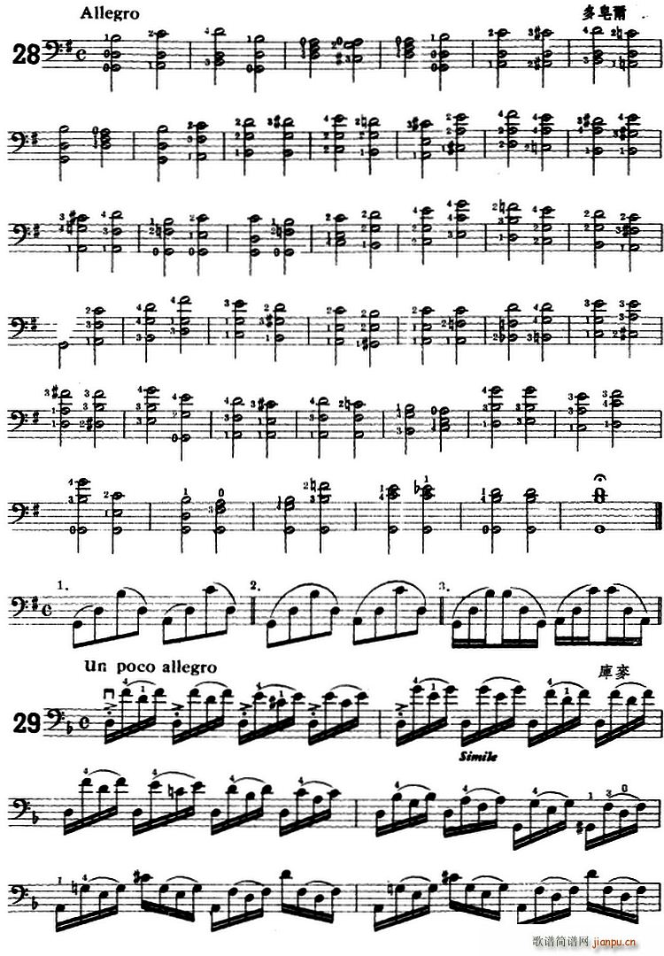 鲍斯特列姆大提琴练习曲 28 30(大提琴谱)1