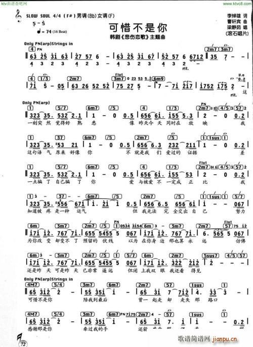 梁静茹 可惜不是你(九字歌谱)1