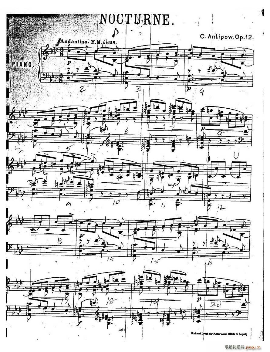 Antipov op 12 Nocturne op 12 Nocturne(十字及以上)1