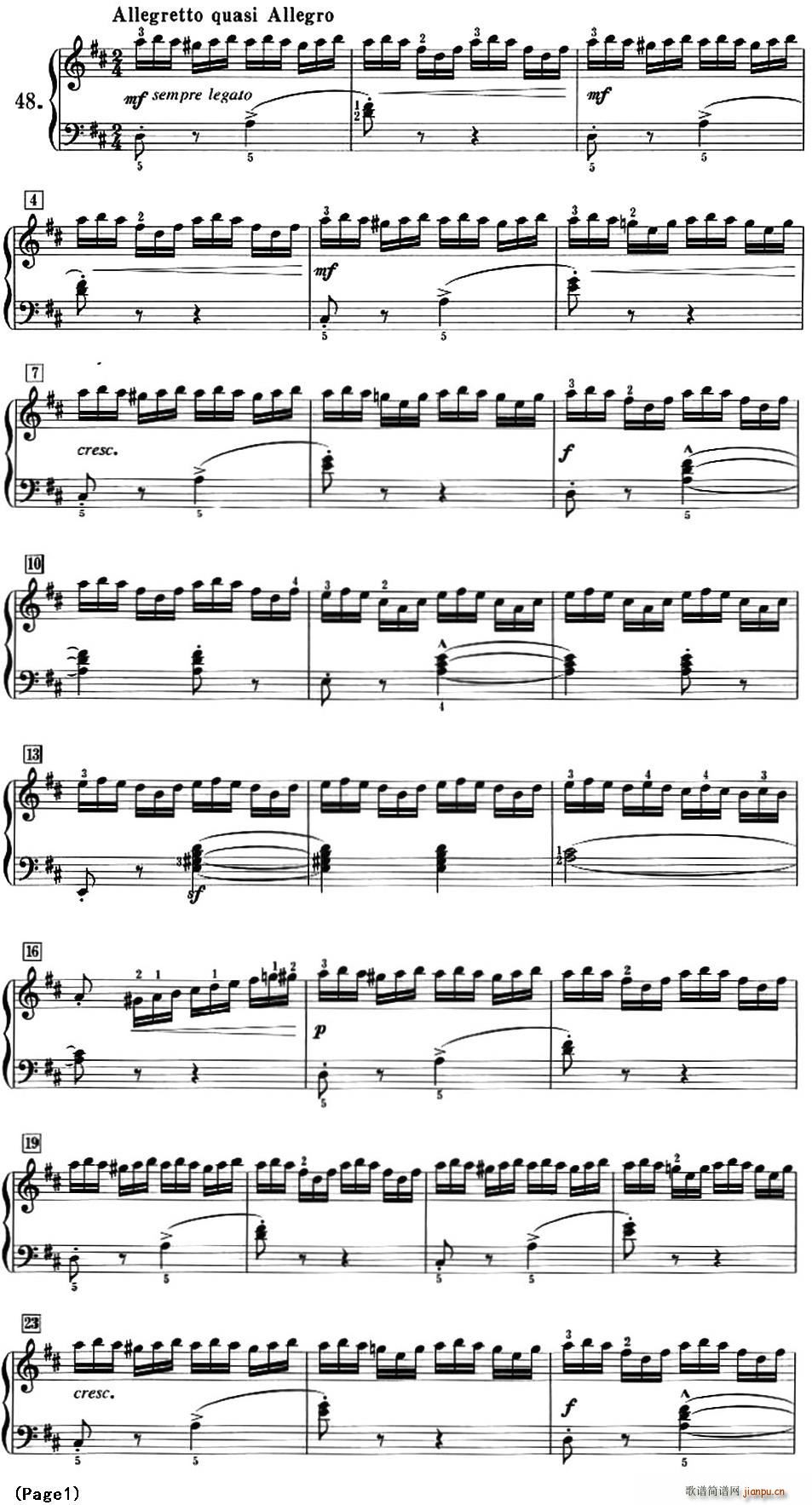 50首莱蒙钢琴练习曲 作品37 NO 48(钢琴谱)1