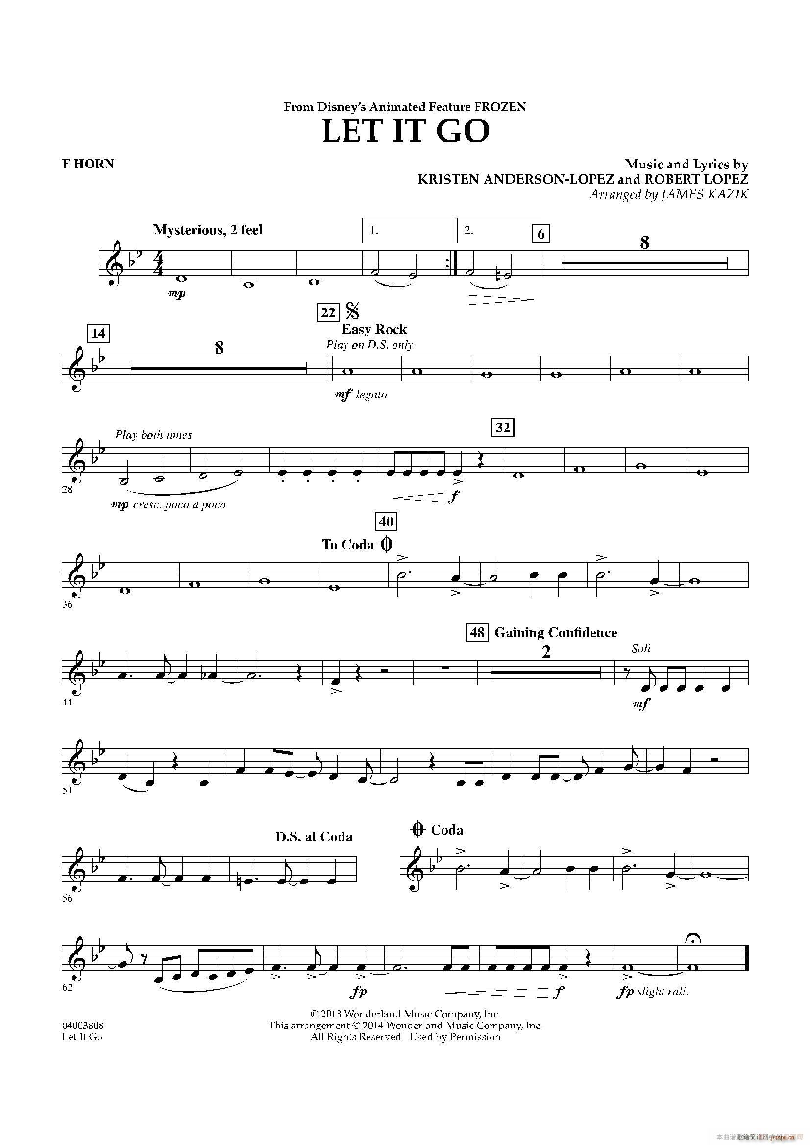 Let it go 冰雪奇缘 主题曲 交响管乐(十字及以上)15