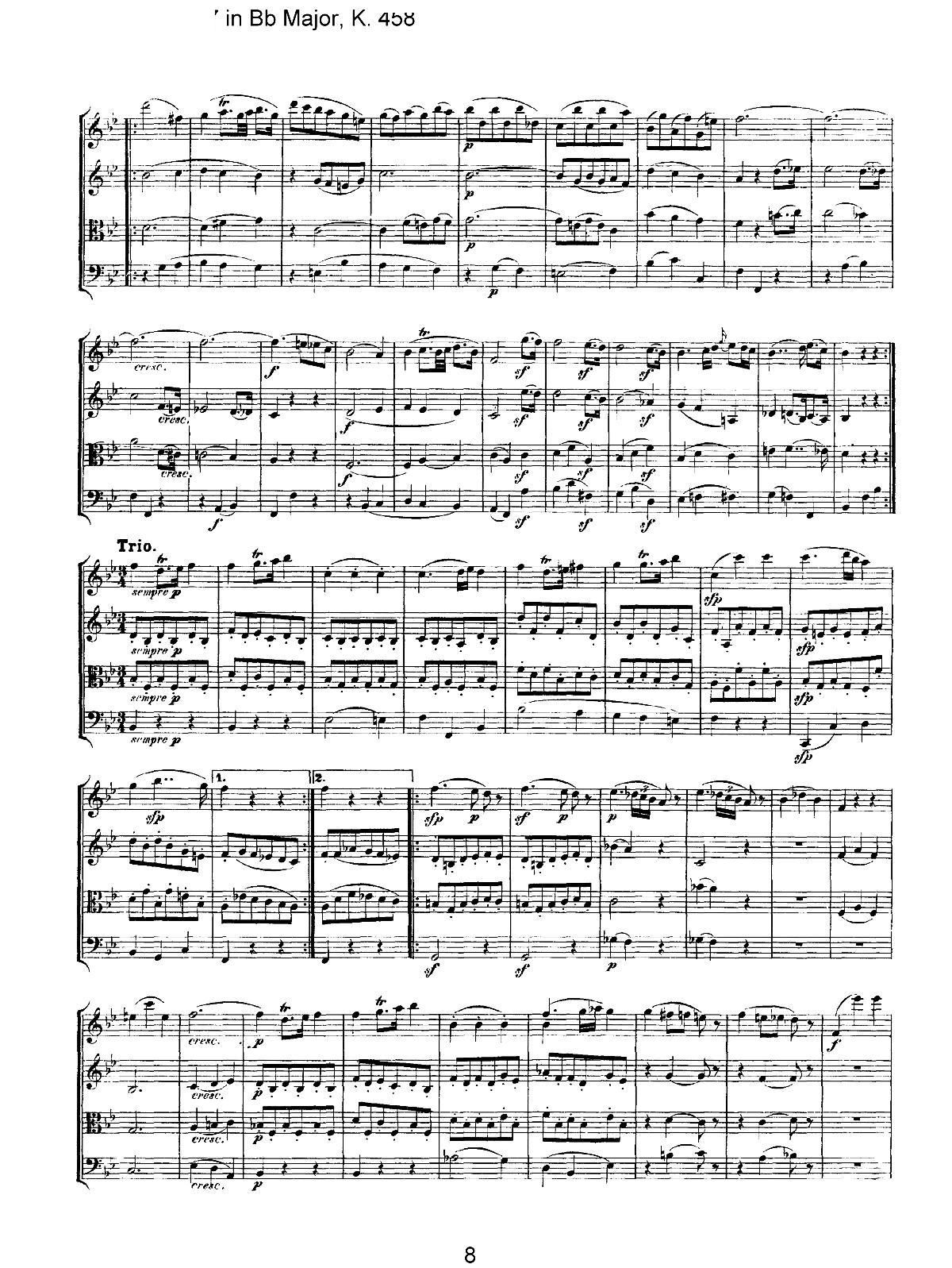 Mozart Quartet No 17 in Bb Major K 458(总谱)8