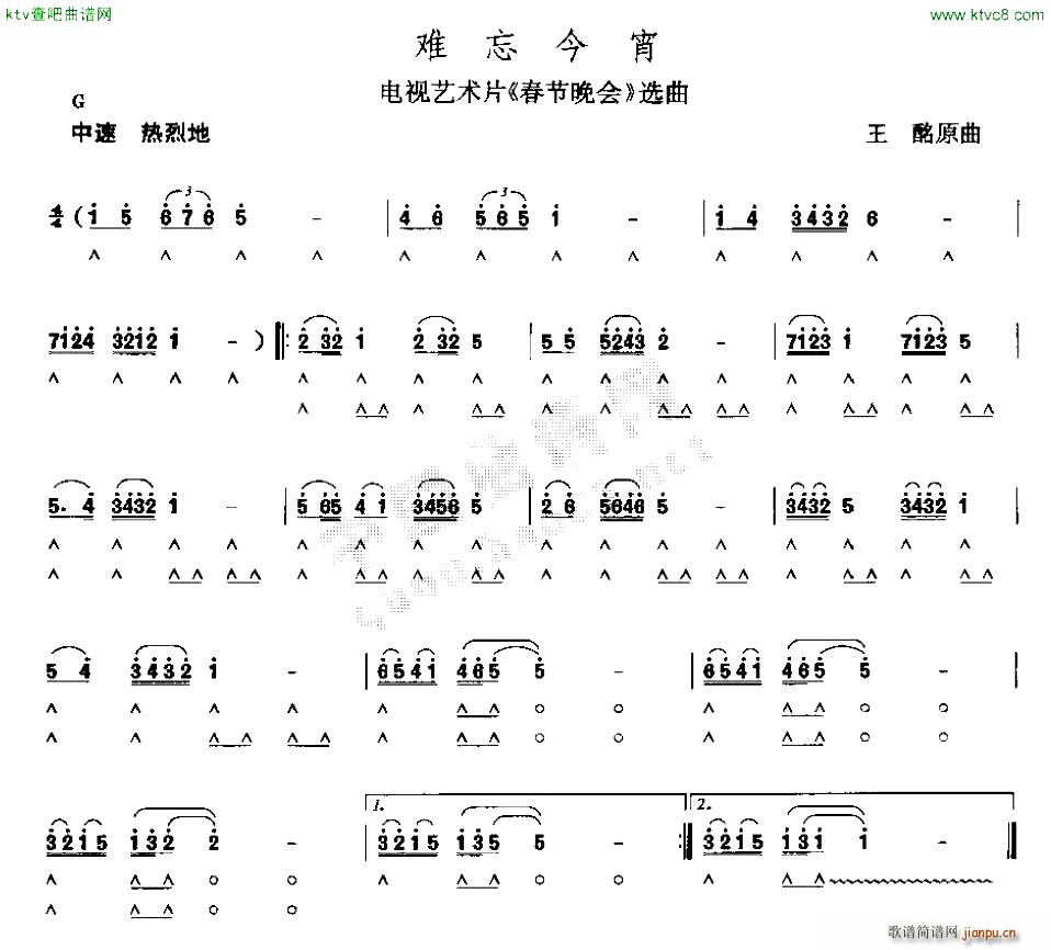 难忘今宵 春节晚会 选曲(口琴谱)1