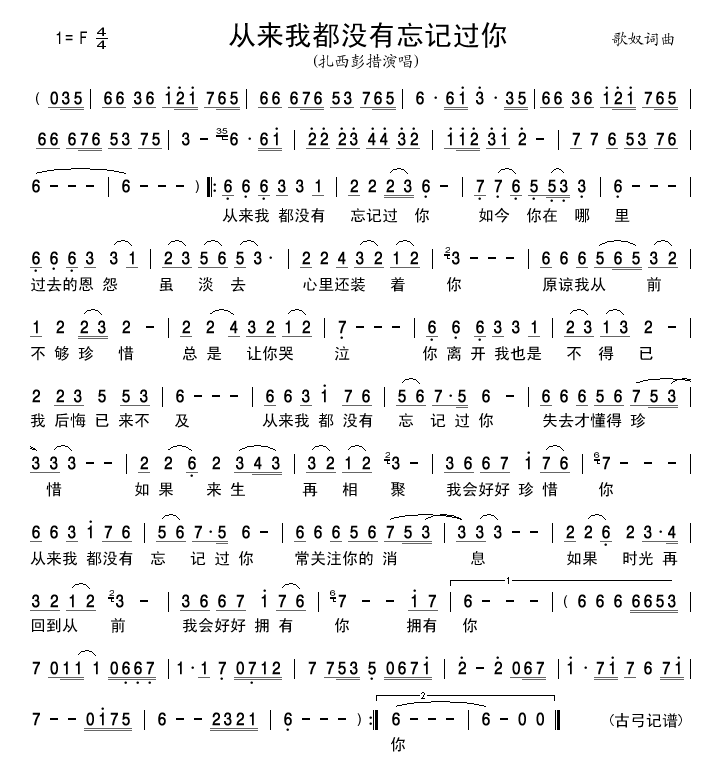 从来我都没有忘记过你(十字及以上)1