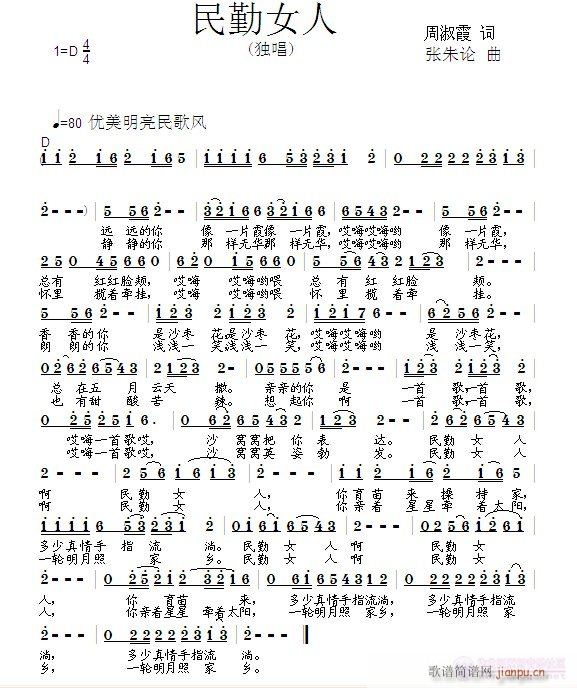 民勤女人(四字歌谱)1