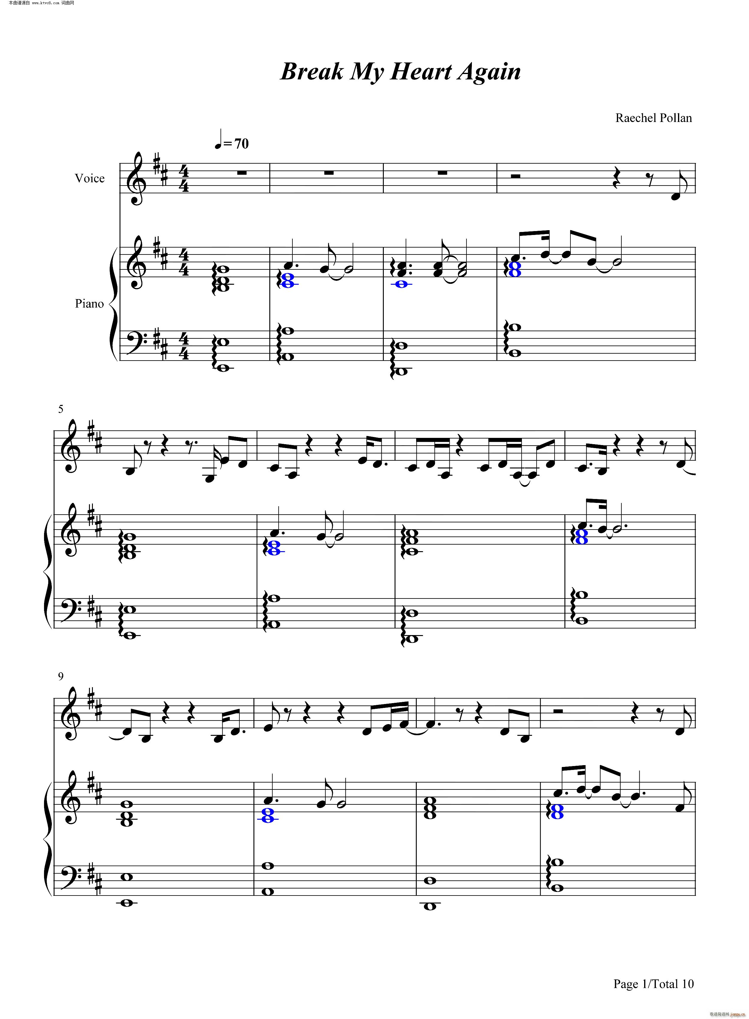 Break My Heart Again(钢琴谱)1