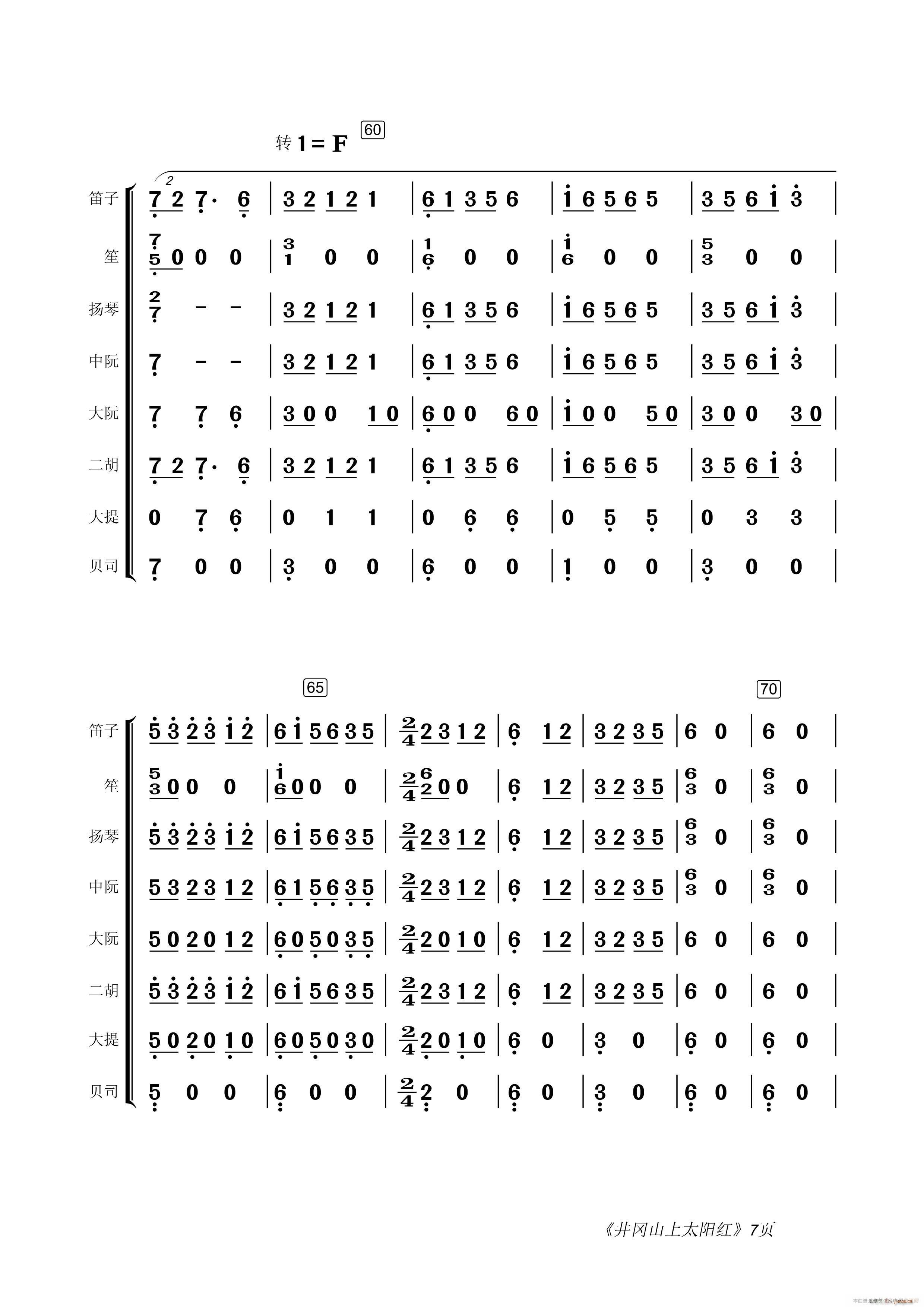 井冈山上太阳红 民乐合奏(总谱)7