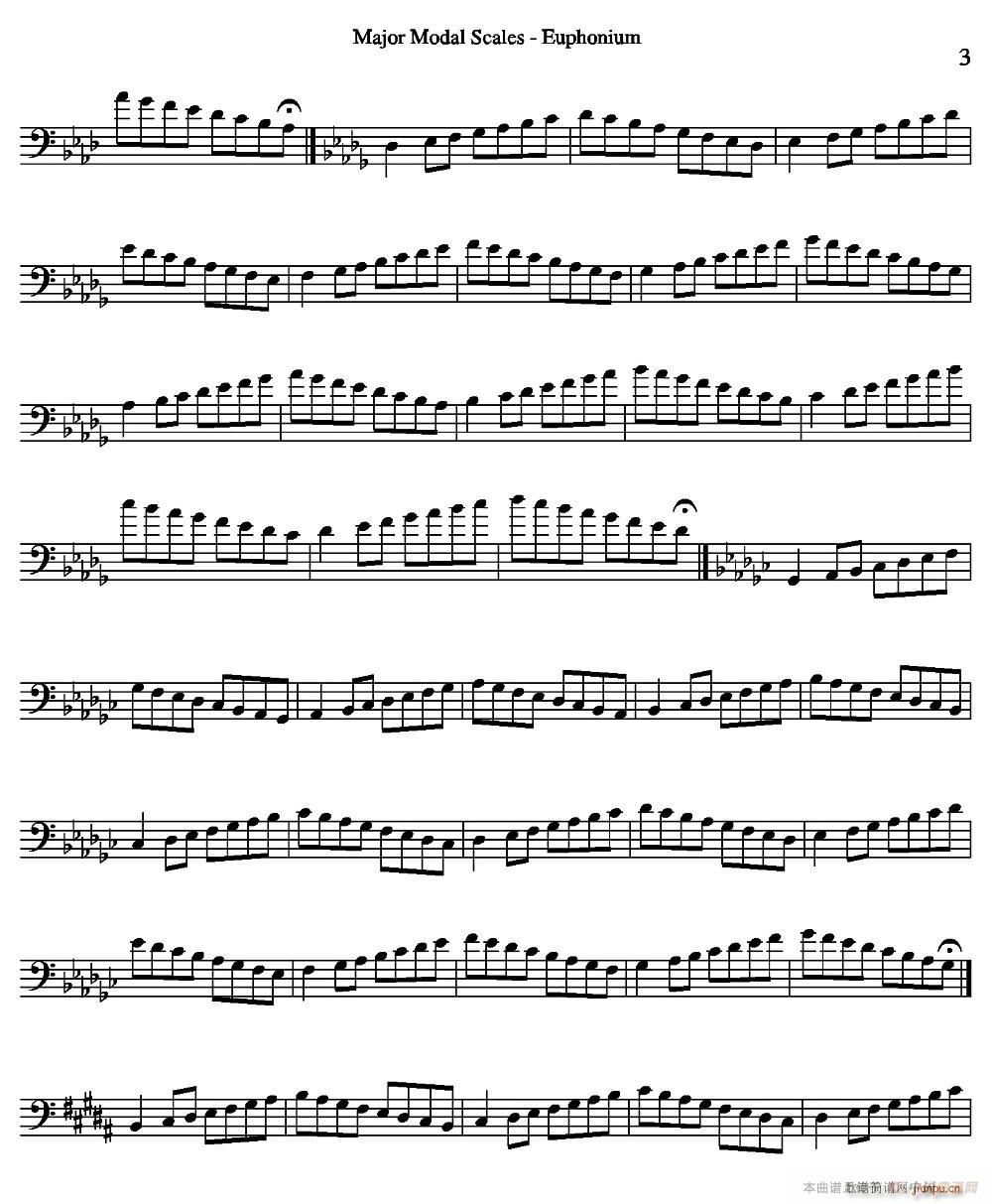 Major Modal Scales Euphonium 上低音号练习教材选曲(十字及以上)3