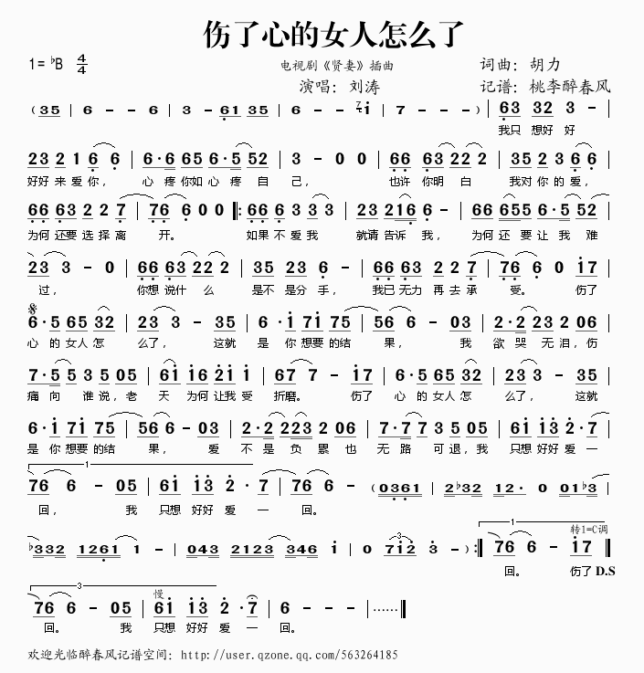 伤了心的女人怎么了(九字歌谱)1