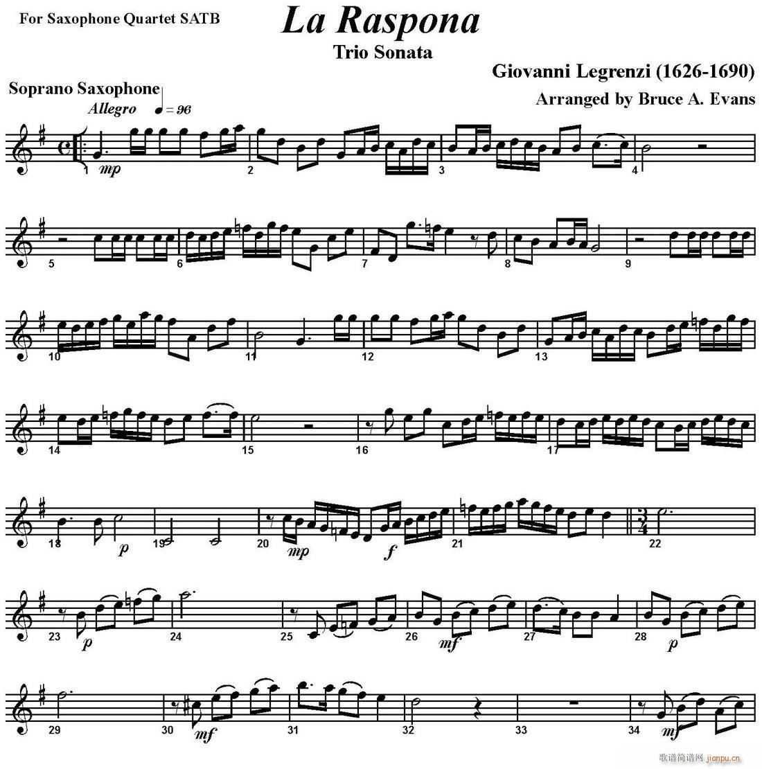 La Raspona 四重奏 高音萨克斯(总谱)1