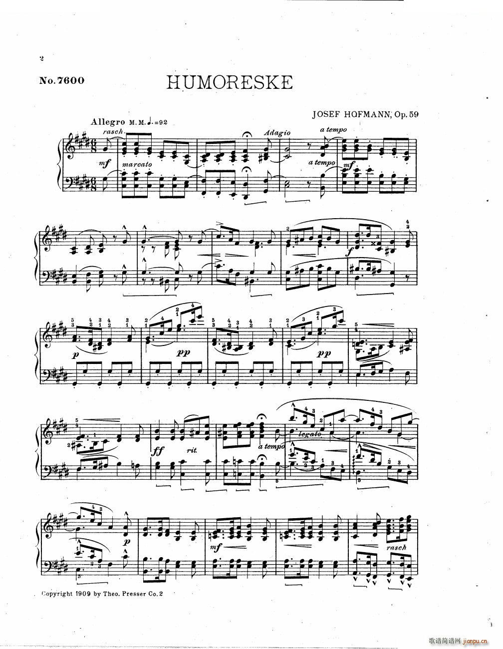 Hofmann Humoreske op 59 Humoreske op 59(十字及以上)1