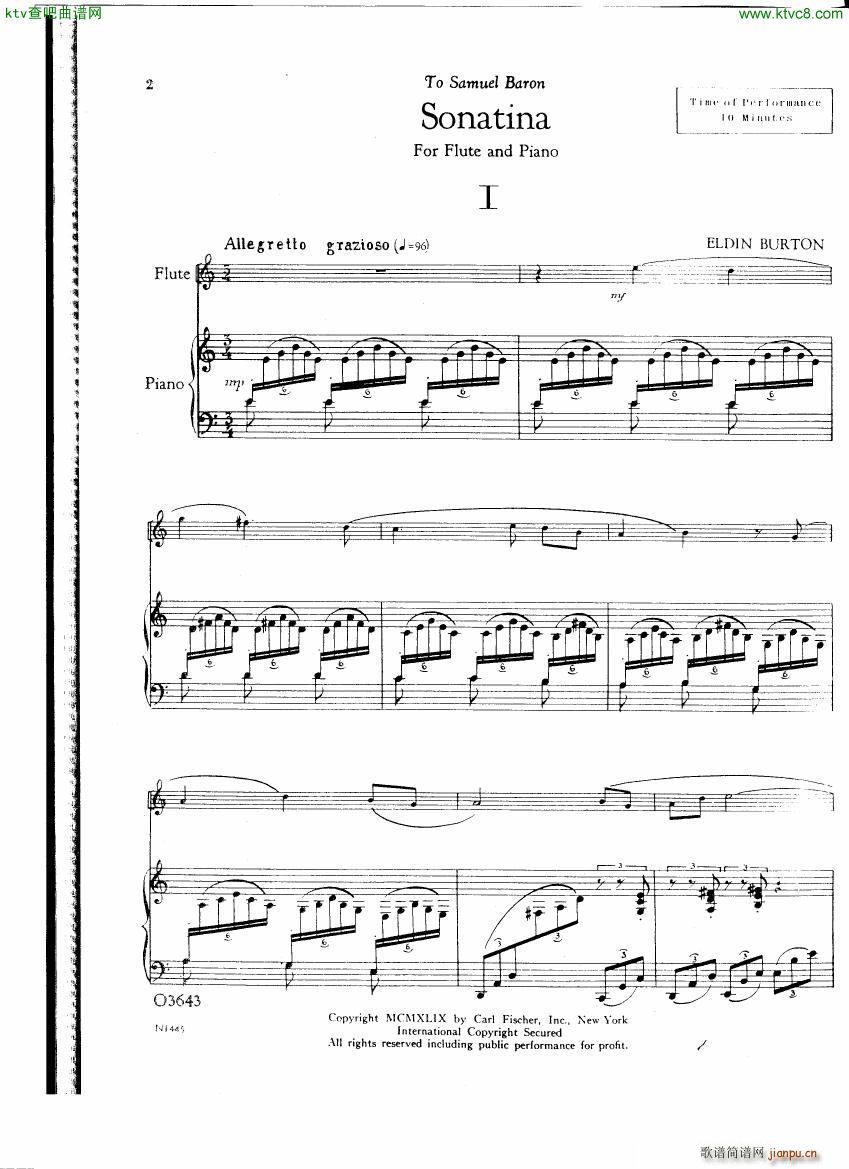 Burton E Flute sonatina score(钢琴谱)1