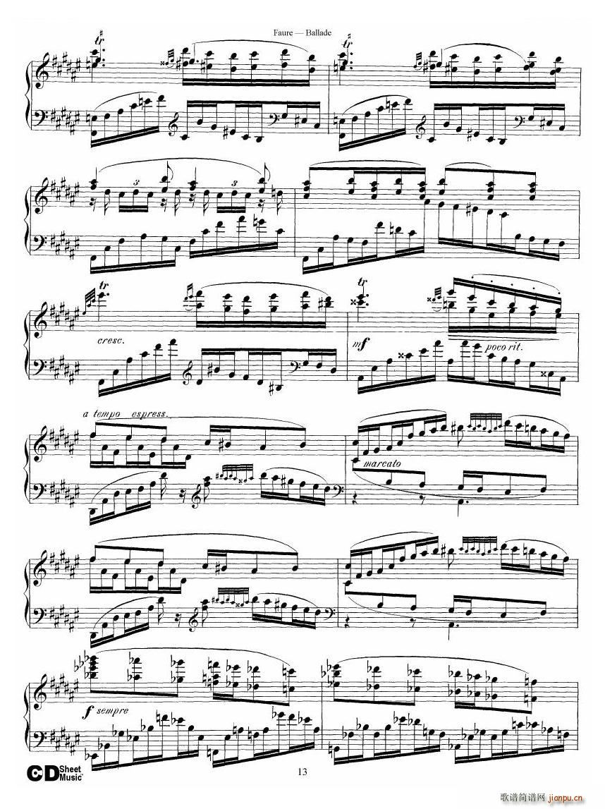 Faure Ballade Op 19 Ballade Op 19(十字及以上)13