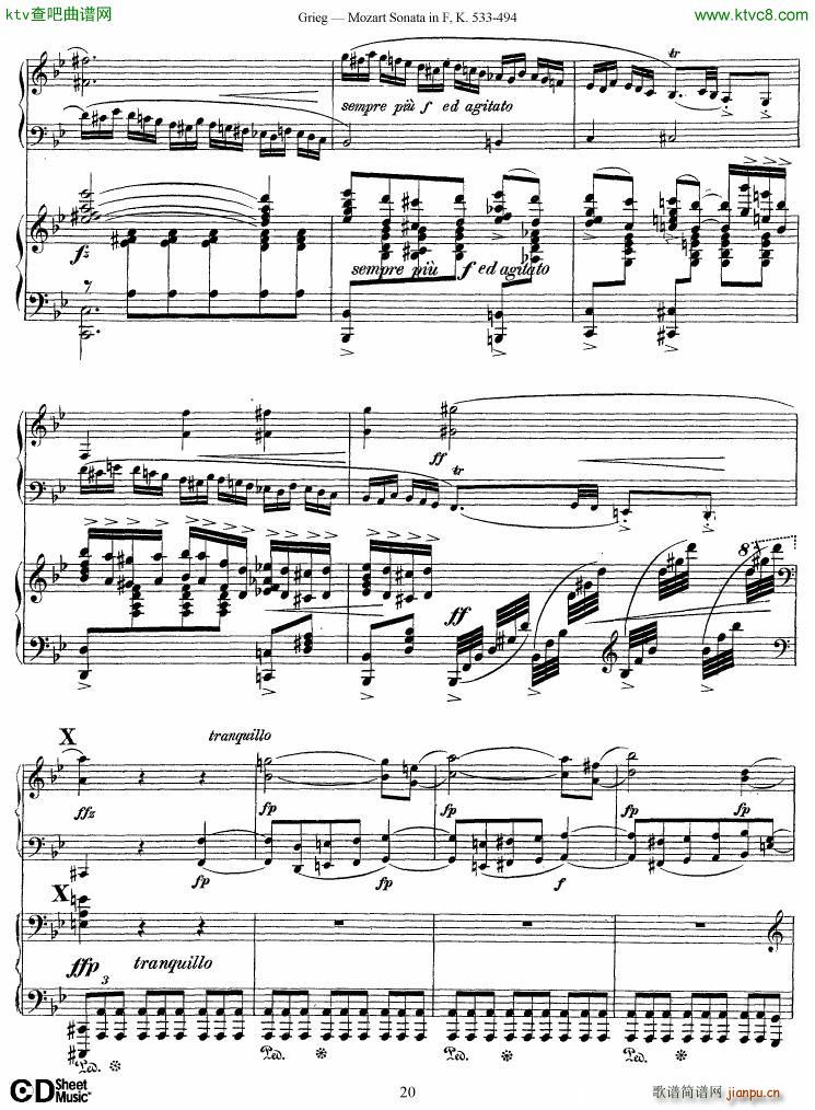 Grieg Sonata K 533 Mozart 2nd Piano Grieg(钢琴谱)20