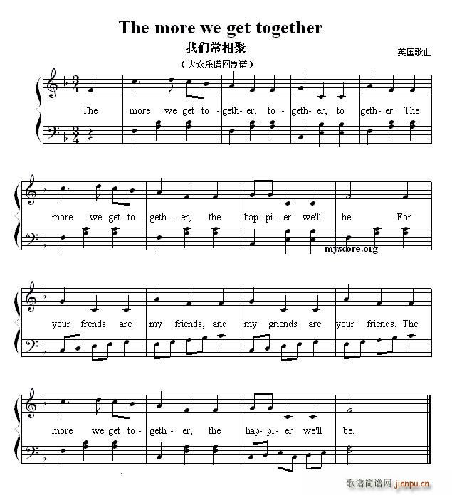 The more we get together 我们常相聚 英文儿歌弹唱(十字及以上)1