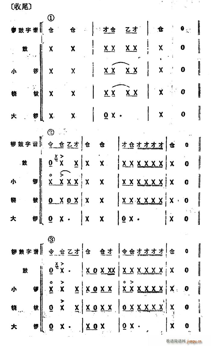 锣 收尾(四字歌谱)1