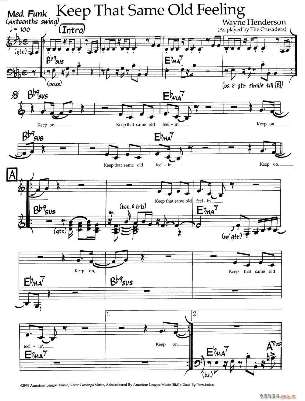 Keep That Same Old Feeling 爵士钢琴曲(钢琴谱)1