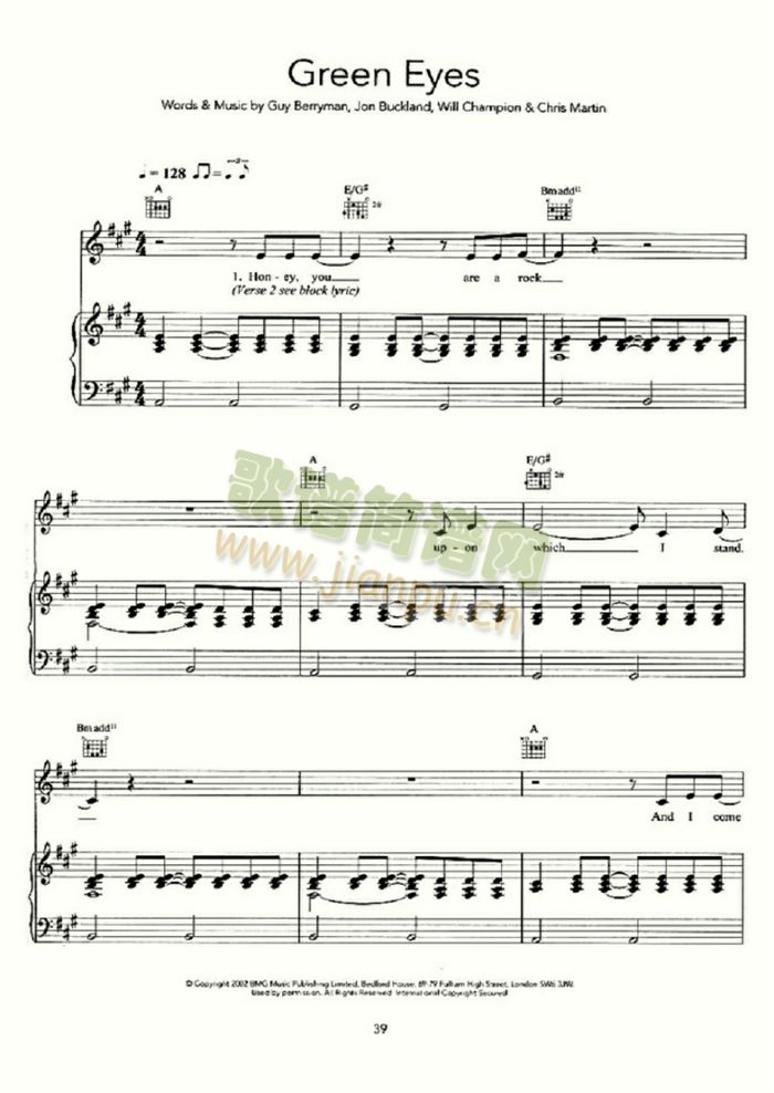 GREENEYES(吉他谱)1