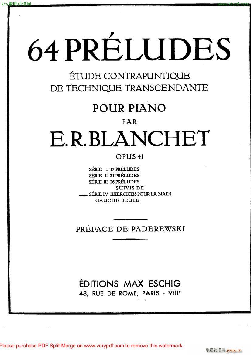 Blanchet Op 41 64 Preludes 四(钢琴谱)7