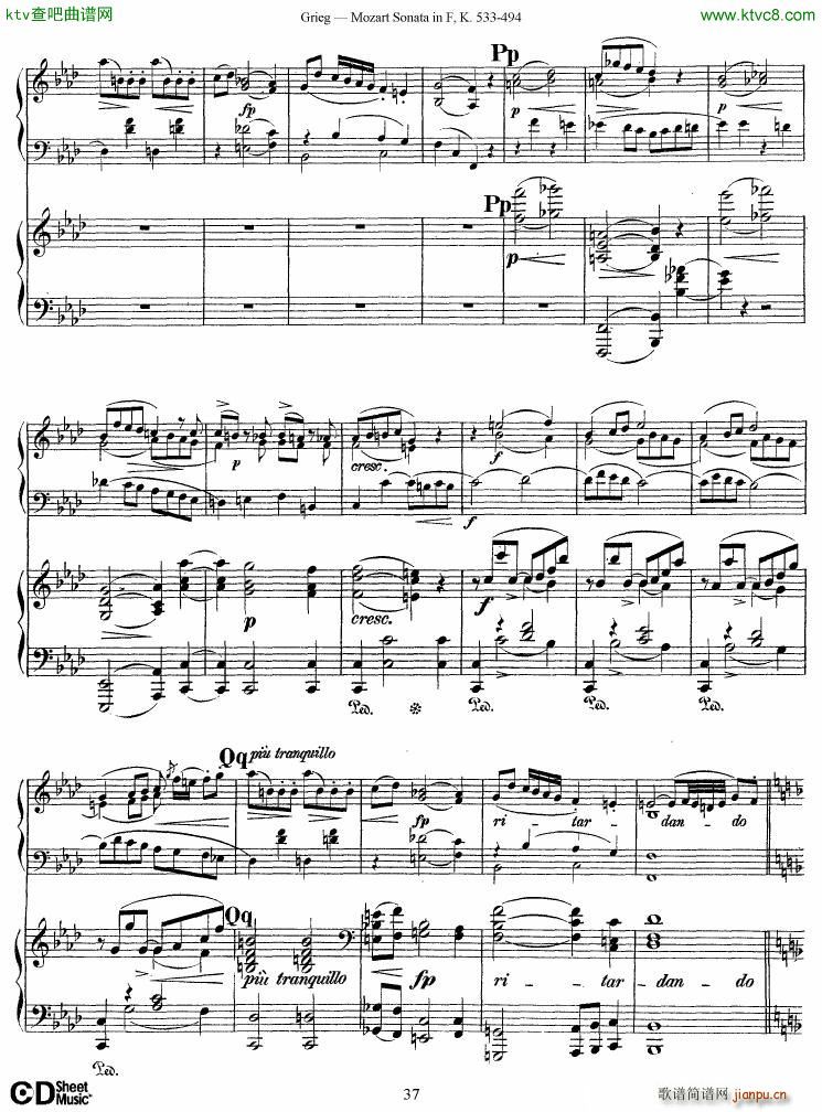 Grieg Sonata K 533 Mozart 2nd Piano Grieg(钢琴谱)37