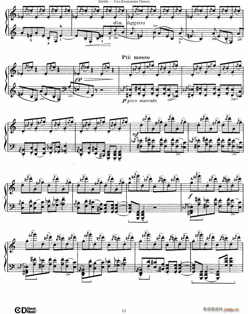 Bartok SZ 43 Two romanian dances op8a(钢琴谱)13