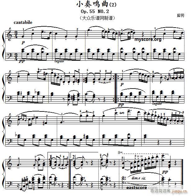库劳小奏鸣曲 Op55 No2 2(钢琴谱)1