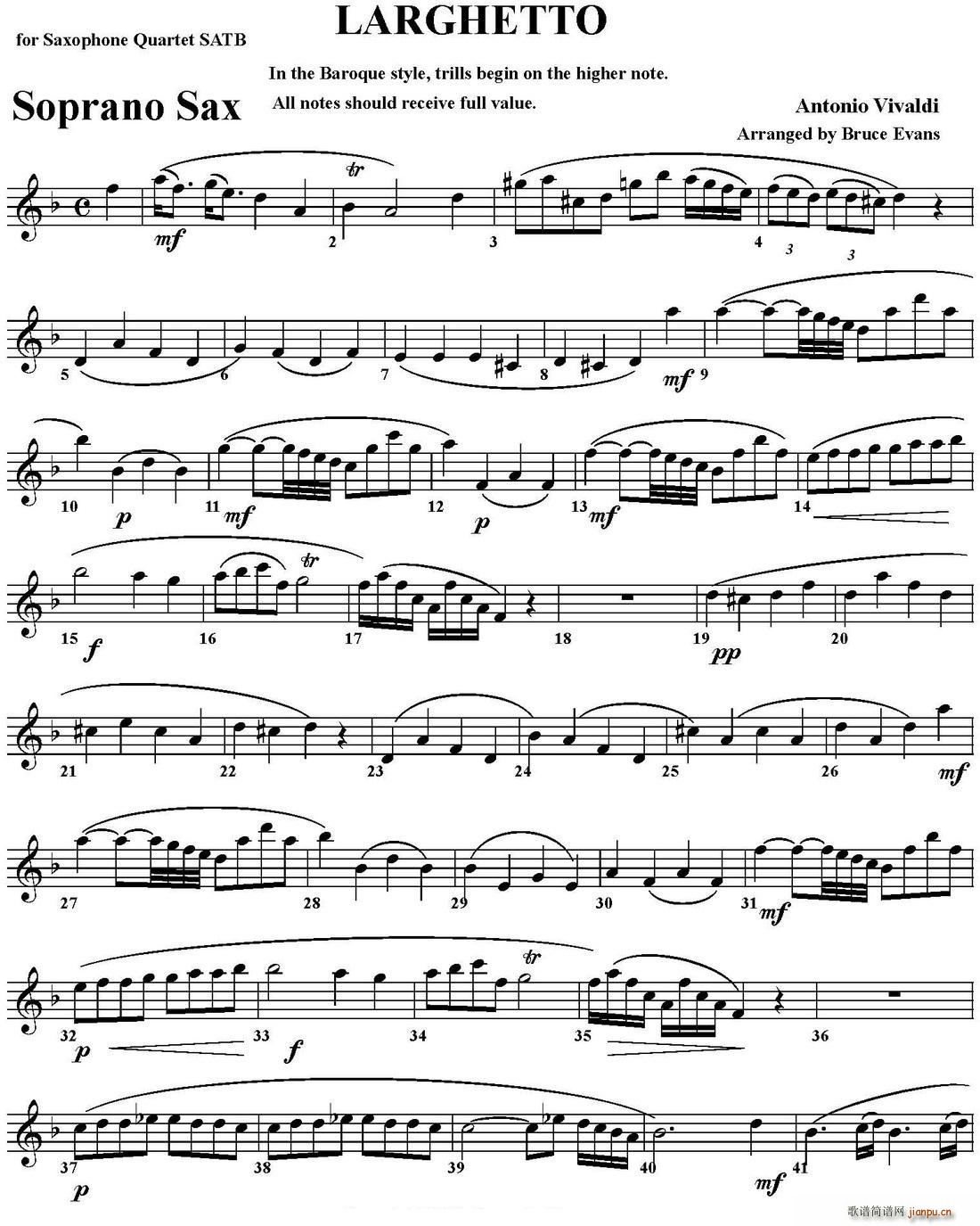 LARGHETTO 四重奏 高音萨克斯(总谱)1