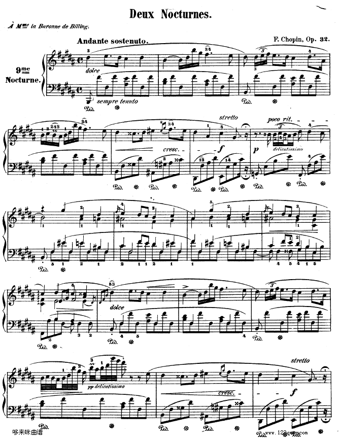 B大调夜曲作品32号-OP32NO.2-肖邦(钢琴谱)1