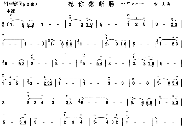 想你想断肠(二胡谱)1