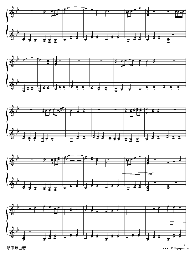 田园钢琴曲-贝多芬(钢琴谱)6