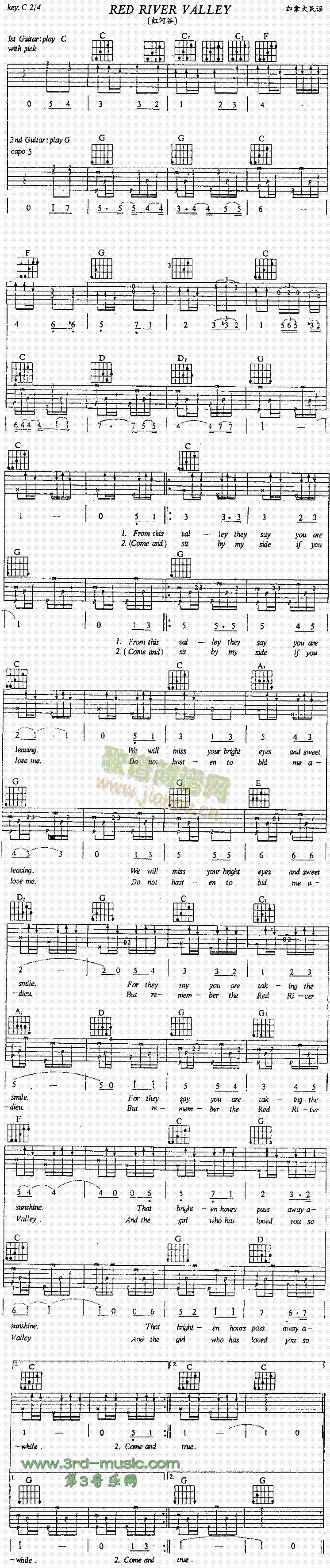 RedRiverValley红河谷(吉他谱)1