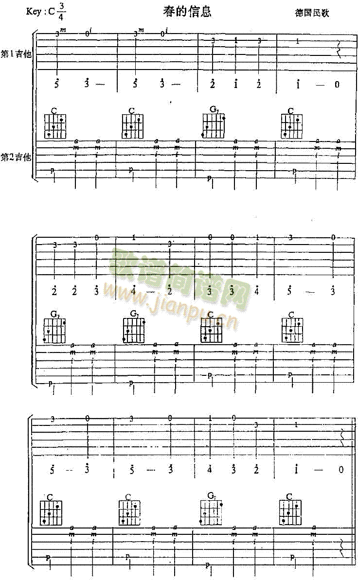 春的信息(吉他谱)1