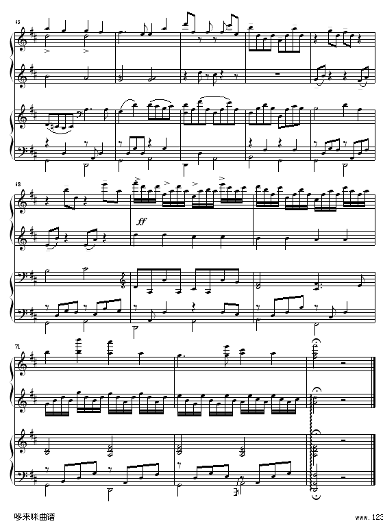 Canon-四手联弹-帕赫贝尔-Pachelbel(钢琴谱)6