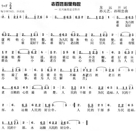 老百姓心里有数(七字歌谱)1