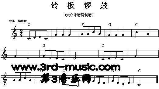 铃板锣鼓(电子琴谱)1