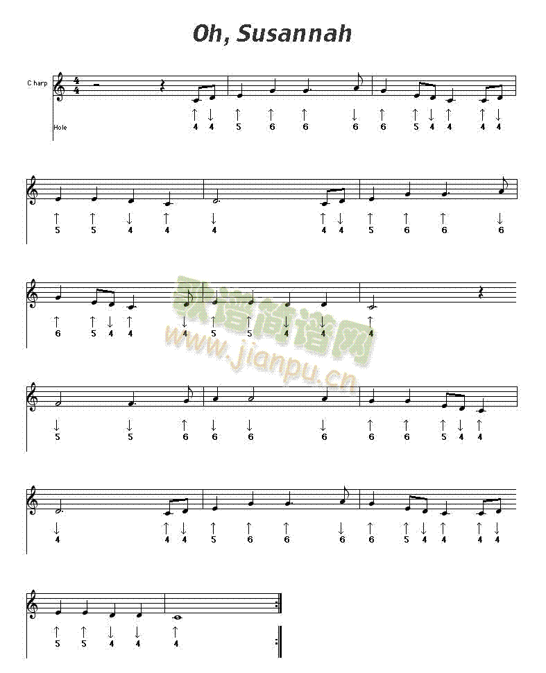 ohsusannah口琴谱(其他乐谱)1