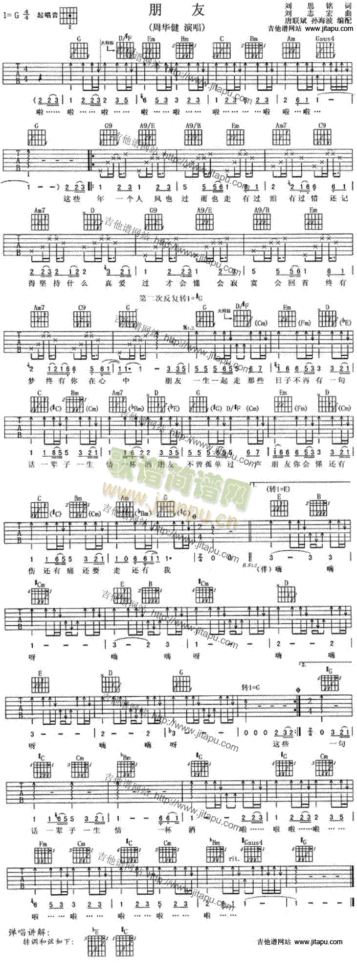 朋友(吉他谱)1