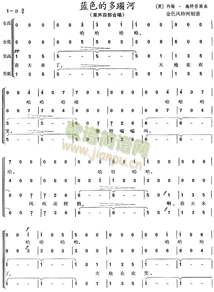 蓝色的多瑙河(合唱谱)1