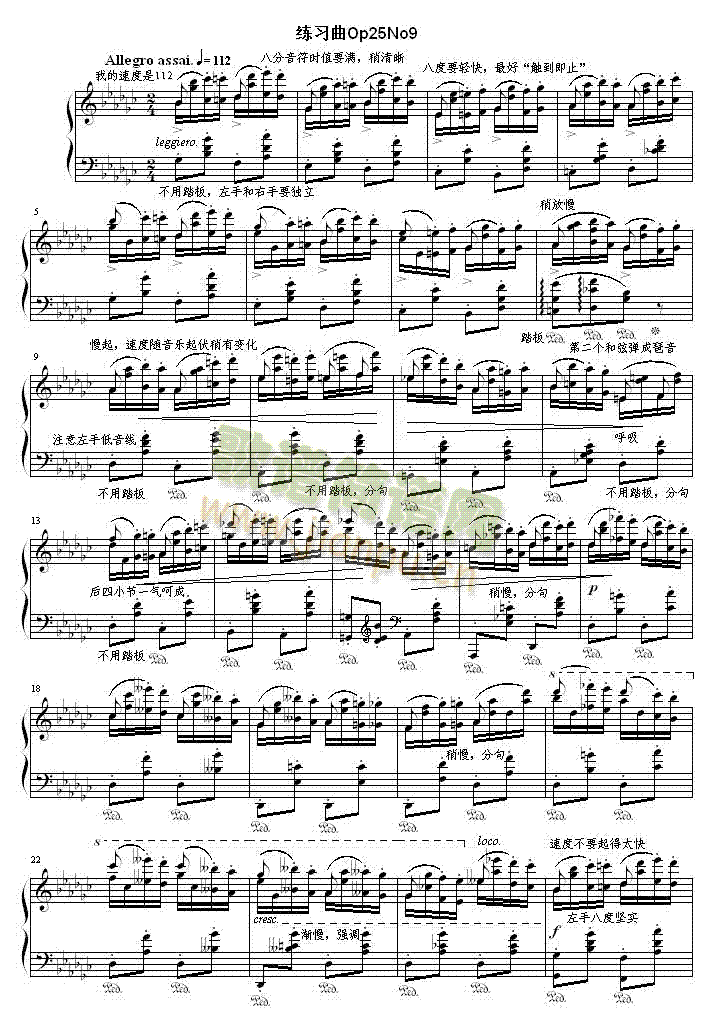 练习曲Op25No9-讲解版(钢琴谱)1
